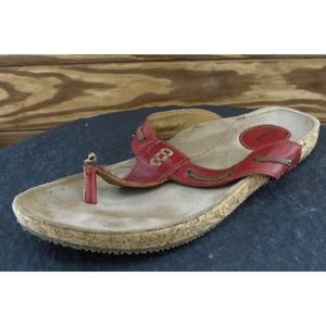 Sebago Sz 9 M Red T-Strap Leather Women‎ Sandals 12248080